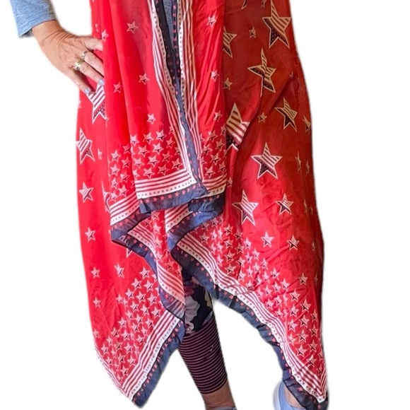 Collection Eighteen American flag 4th of July cardigan flowey scarf wrap 1 size - Picture 2 of 6